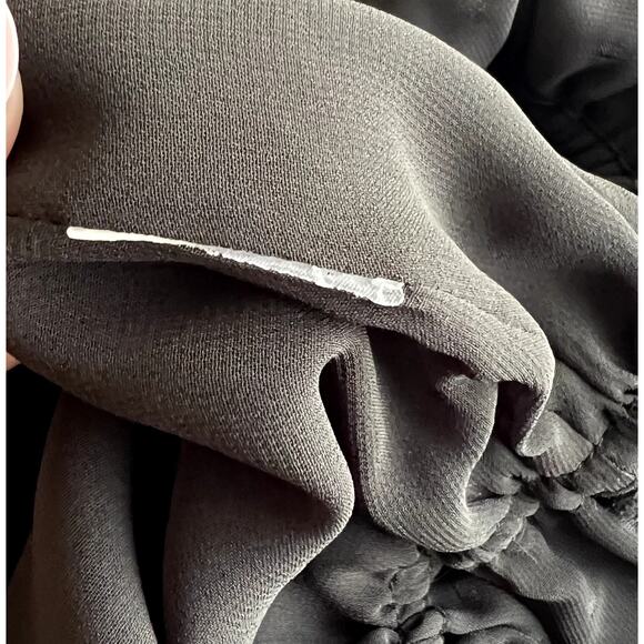 Ramy Brook Blouse Top Women Black Gold Polka Dot Ruffled Sleeveless Designer - Picture 11 of 11